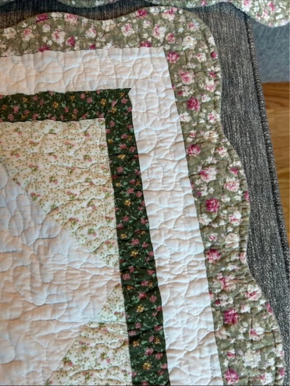 Set of floral patchwork quilted shams